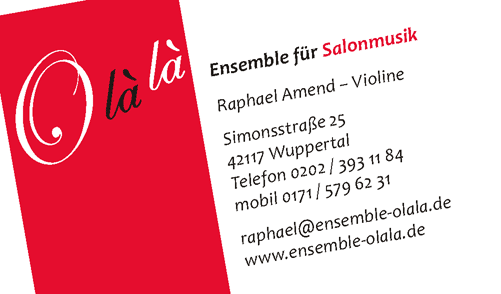 Visitenkarte, Ensemble für Salonmusik „O là là“